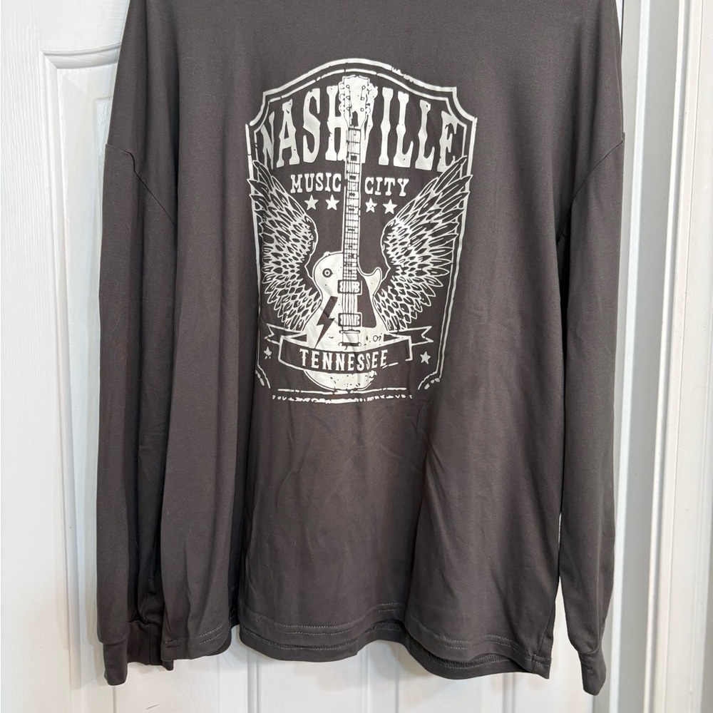 SHEIN Charcoal Gray Long Sleeve Top